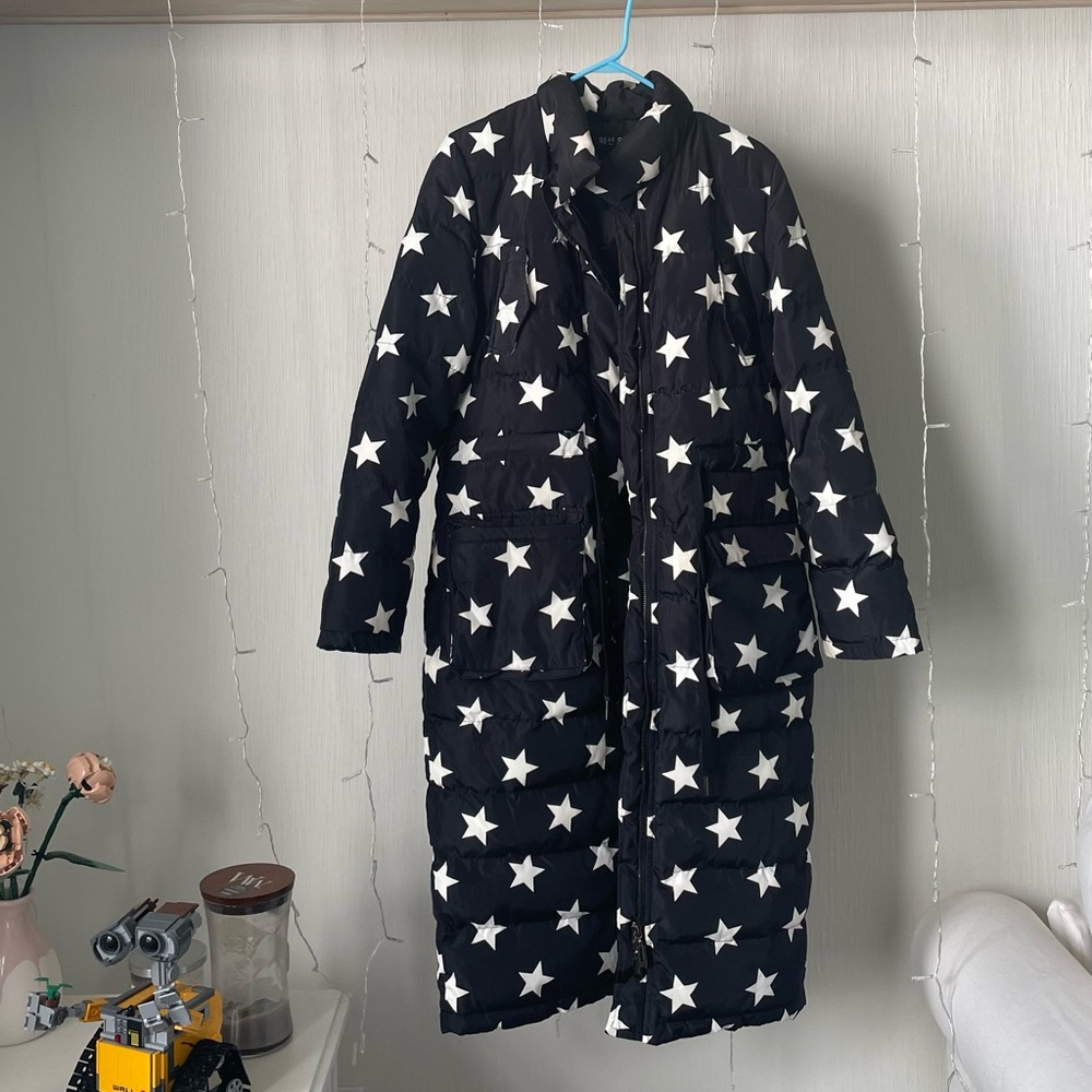 Korean stylish down puffer jacket with star pattern